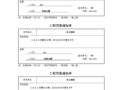 监理罚款单流程监理工程师罚款单