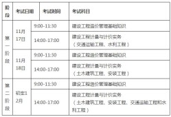 一级注册造价工程师考试时间一级注册造价工程师考试时间多久