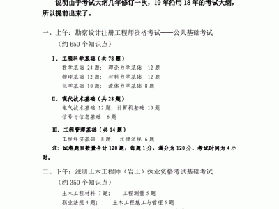 注册岩土工程师分基础题型注册岩土工程师基础题型分布