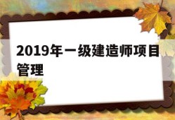 2019年一级建造师项目管理一级建造师项目管理真题