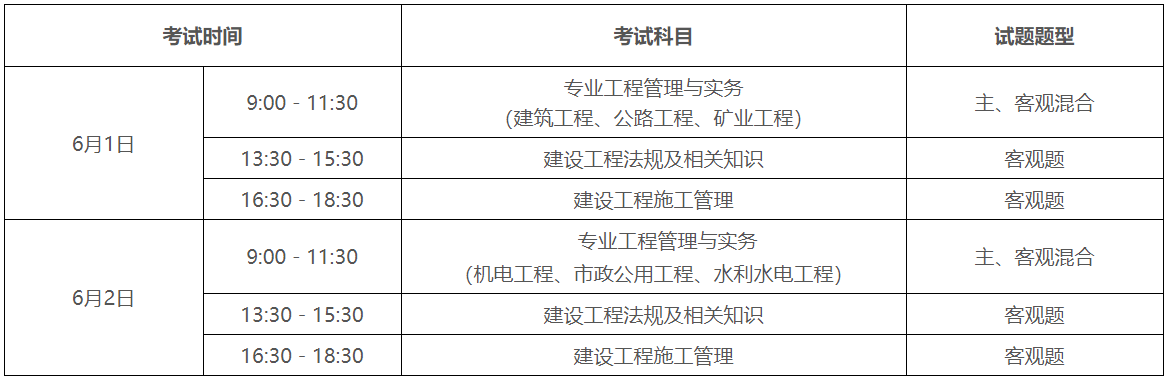 二级建造师考试科目和时间二级建造师考试科目和时间安排  第2张